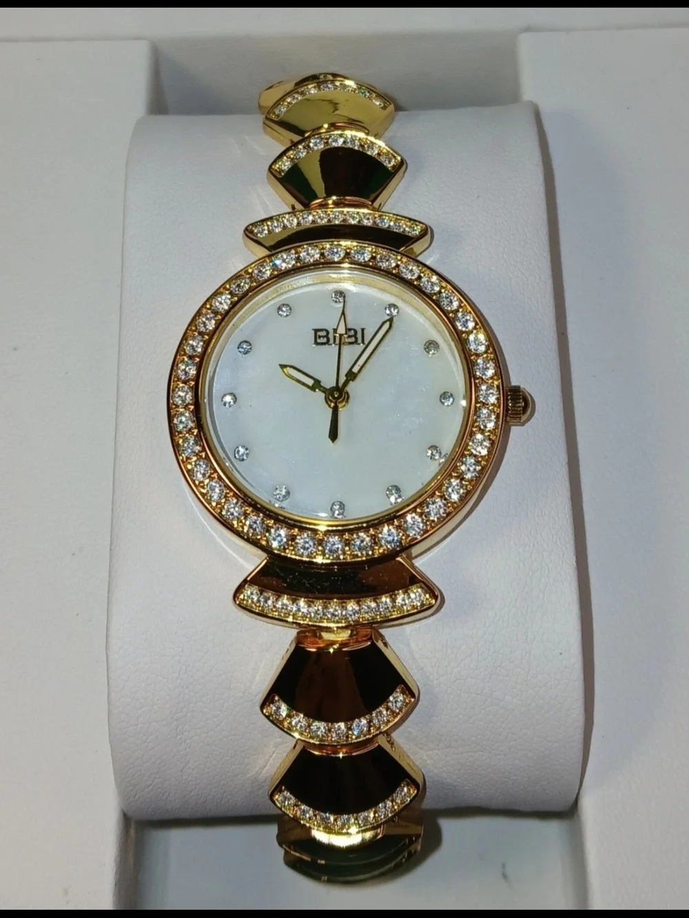 BIBI Women's Gold Tone Crystal Rhinestone Bracelet Quartz Watch NIB w/ Box